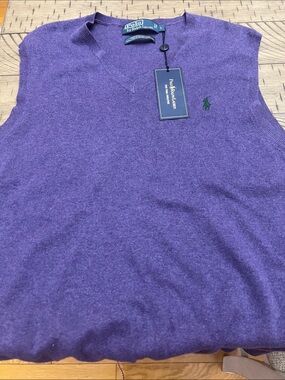 Men’s Large Soft Ralph Lauren Purple Crewneck Sweater Top NWT